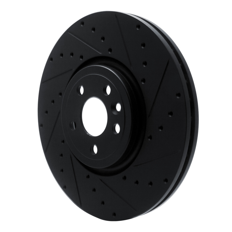 Jaguar F-Pace Brake Rotor (1) - Front Right - R1 Concepts - Drilled & Slotted - Black - `17-`20